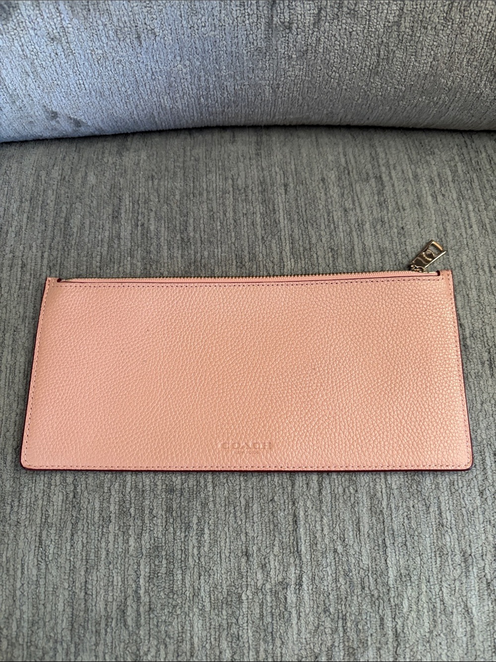 Coach Blush Pink Pebbled Leather Zip Pouch
